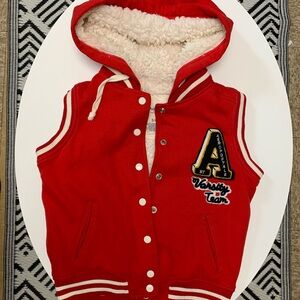 Red Hooded Varsity Vest